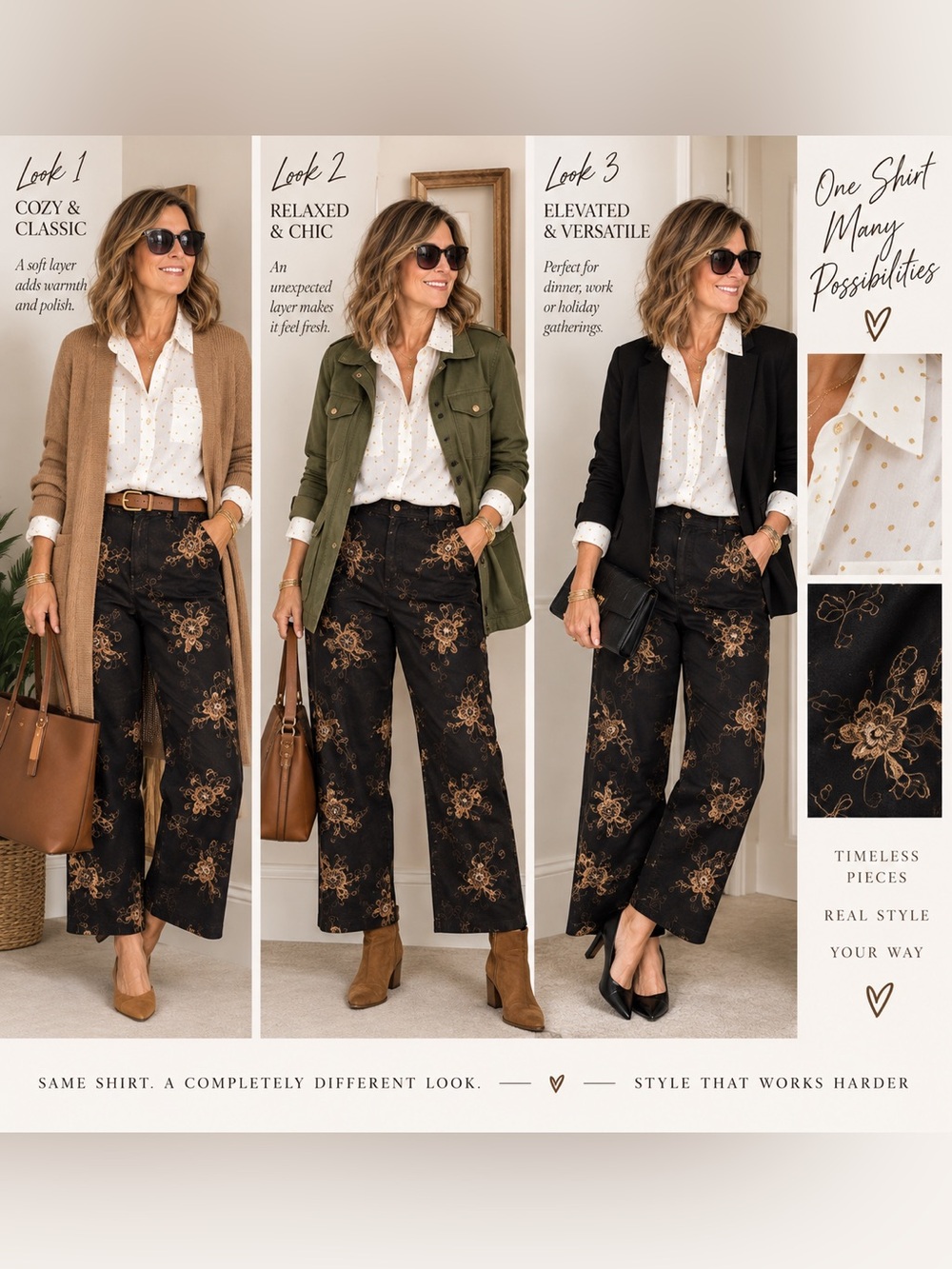 Coldwater Creek P14 Black Embroidered Floral Dress Pants - Picture 11 of 11